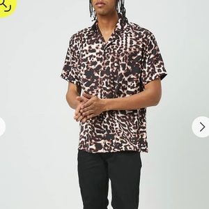 Cheetah print collared shirt